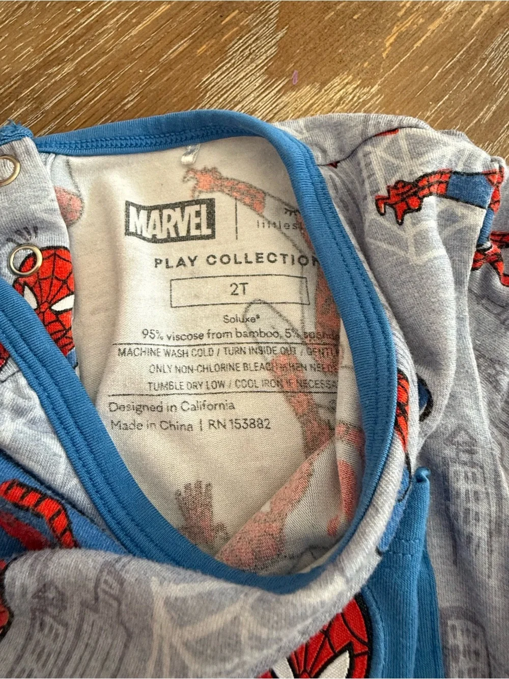 Little Sleepies Gray Spider-Man Short Sleeve One-Piece Romper with Blue Pocket